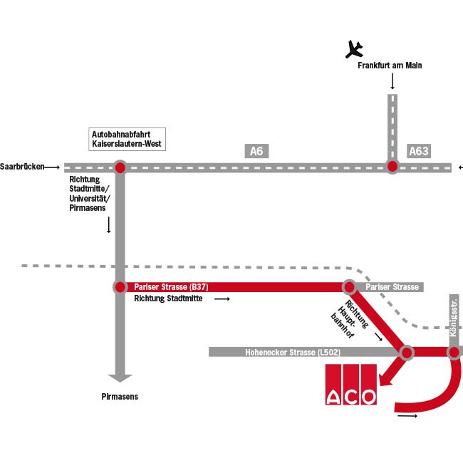 [Translate to English:] Anfahrt ACO Eurobar